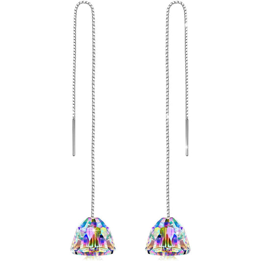 Aurora Borealis Dangling Chandelier Earrings in 14K White Gold