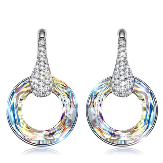 Aurora Borilles Round Stone Pave Drop Earring   - ALILY