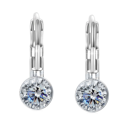 Round Baby 0.3" Crystals Leverback Earring   - ALILY