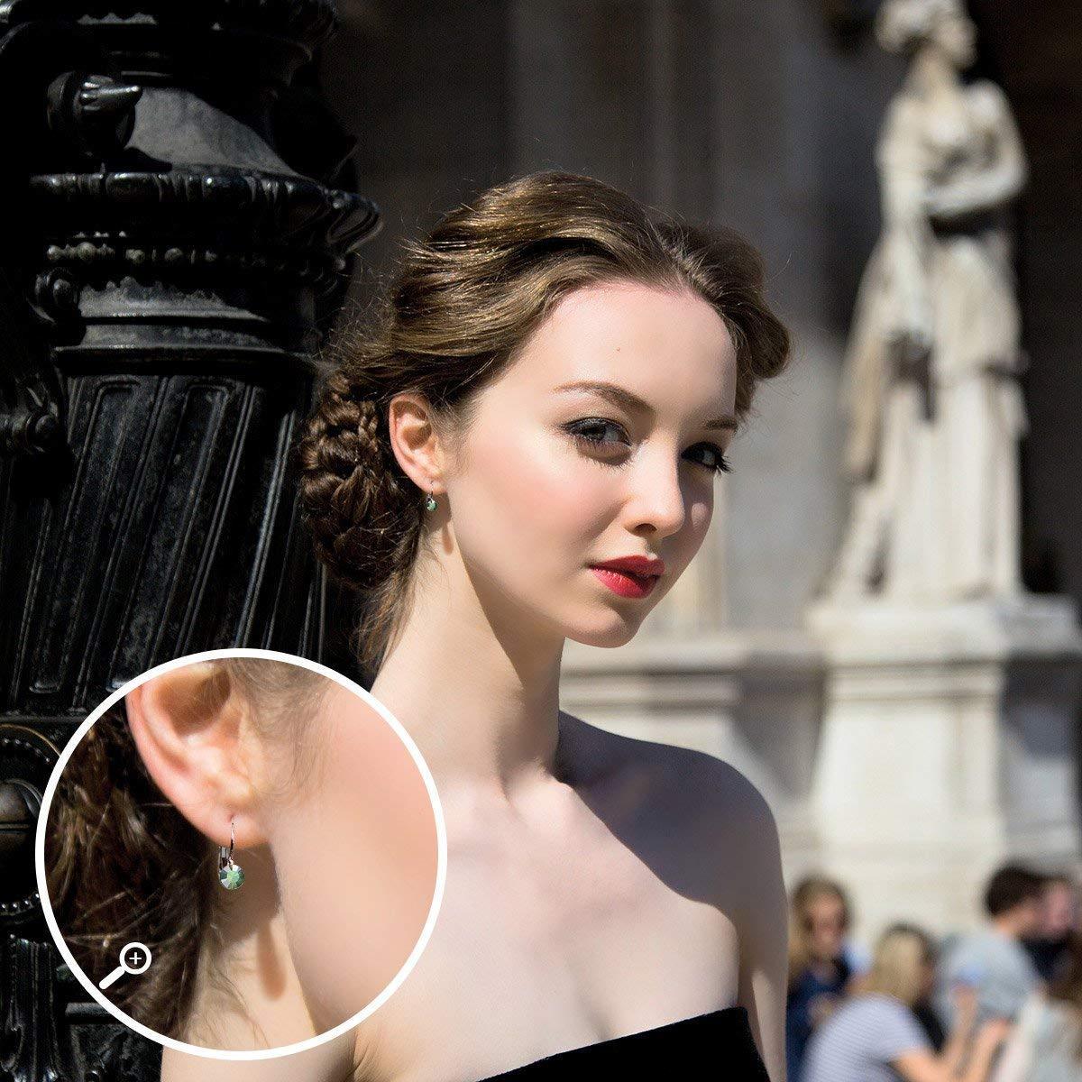 Round Baby 0.3" Crystals Leverback Earring   - ALILY