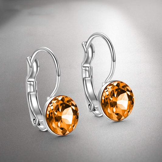 Round Baby 0.3" Crystals Leverback Earring   - ALILY