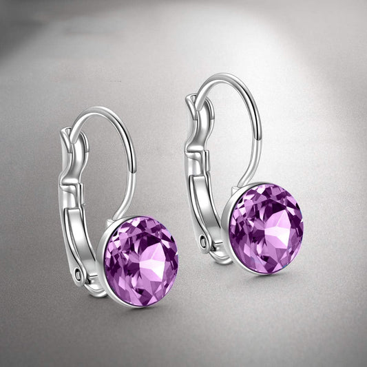 Round Baby 0.3" Crystals Leverback Earring   - ALILY