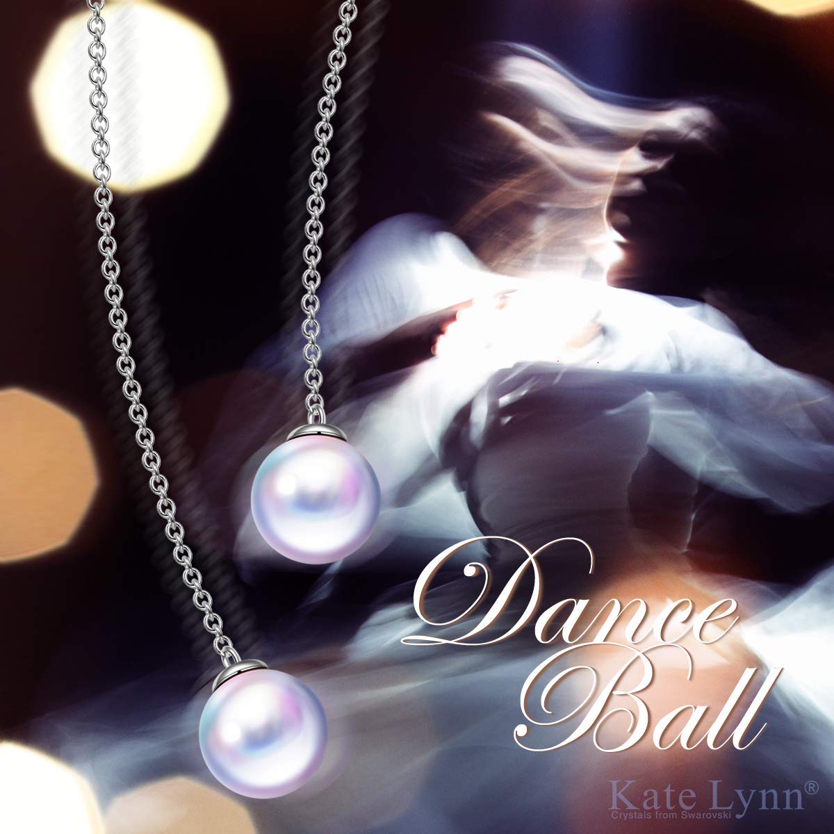 Dangling Mock Pearl Crystal Earrings in 14K White Gold
