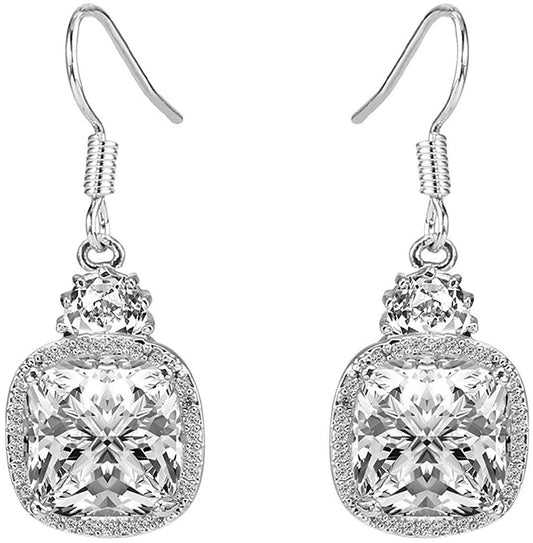Crystal Dangling Earrings in 14K White Gold