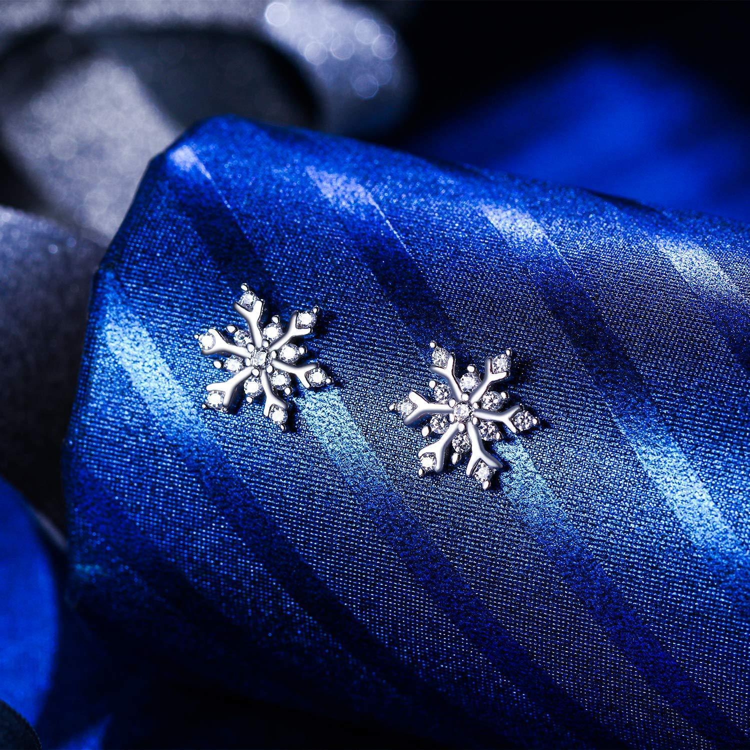 Snowflake for Winter Pave Stud Earrings   - ALILY