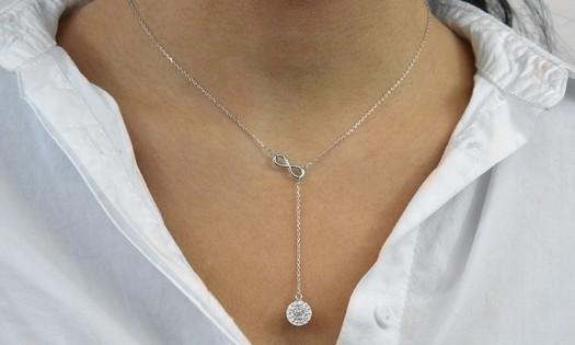 Infinity Y Necklace made with Swarovski Elements in Sterling Silver - ALILY  www..com fashion jewelry for women
