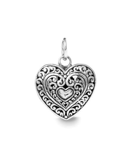 Filigree Beating Heart Necklace in 18K White Gold Plated 18", Necklace, ALILY , ALILY   jewelryjewelry deals, swarovski crystal jewelry, groupon jewelry,, jewelry for mom,