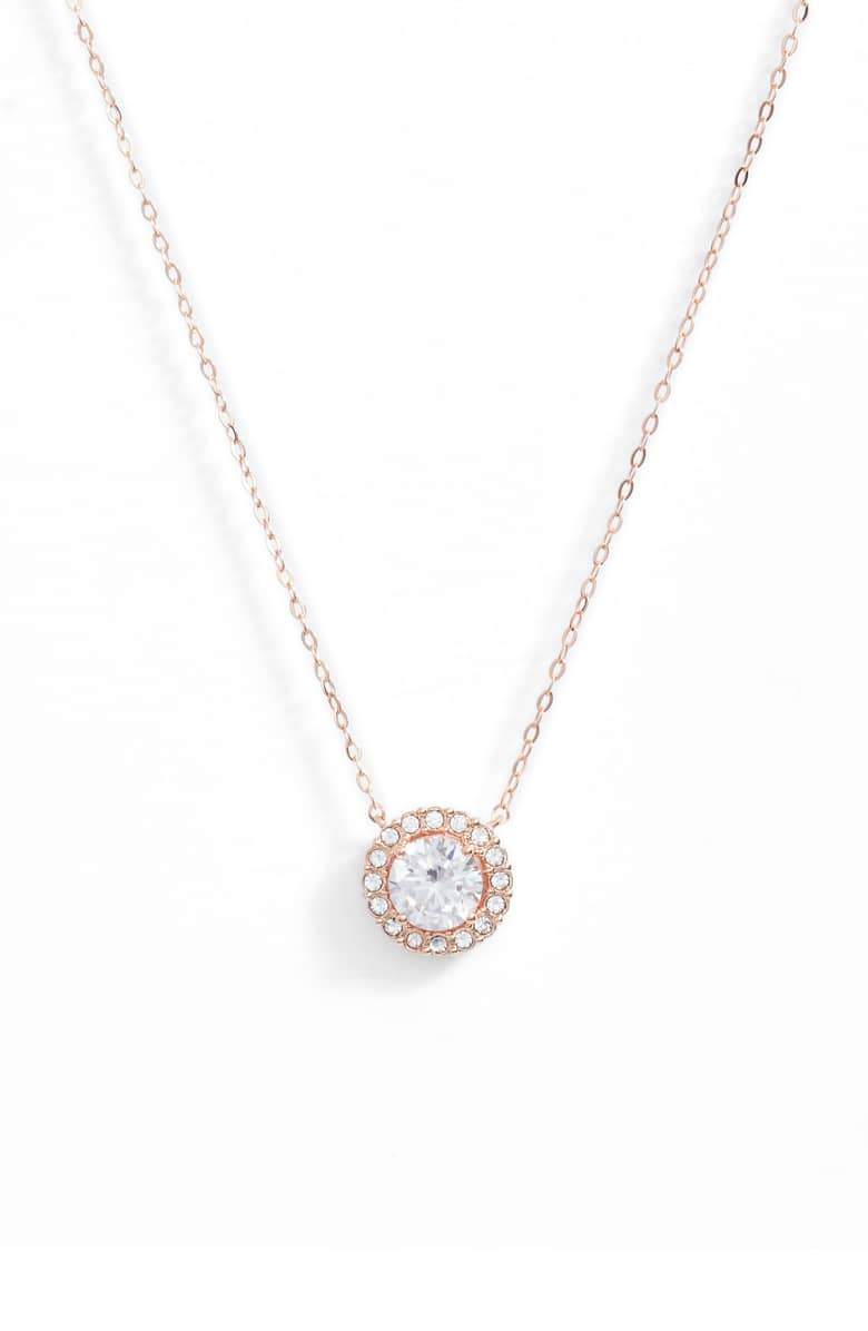 1.00 CT Swarovski Crystal Halo Disc Necklace 18" - 18K Rose Gold Plated, Necklace, ALILY , ALILY   jewelryjewelry deals, swarovski crystal jewelry, groupon jewelry,, jewelry for mom,