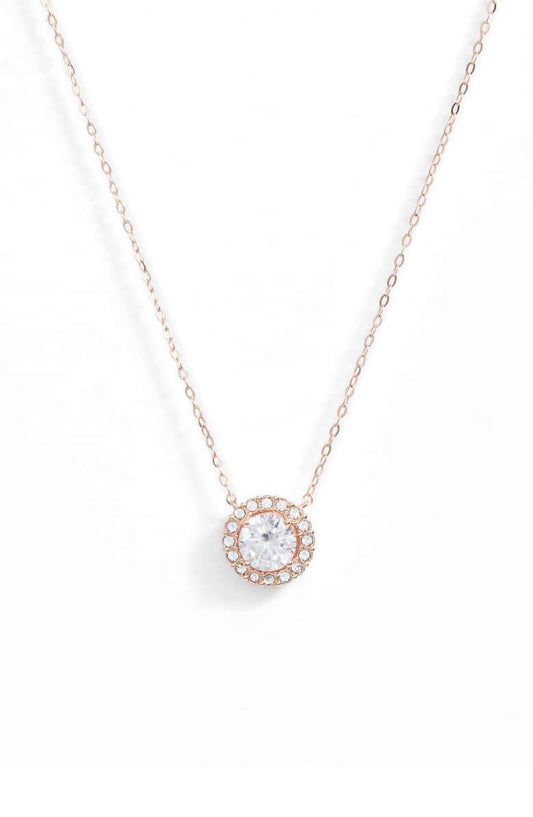 1.00 CT Swarovski Crystal Halo Disc Necklace 18" - 18K Rose Gold Plated, Necklace, ALILY , ALILY   jewelryjewelry deals, swarovski crystal jewelry, groupon jewelry,, jewelry for mom,