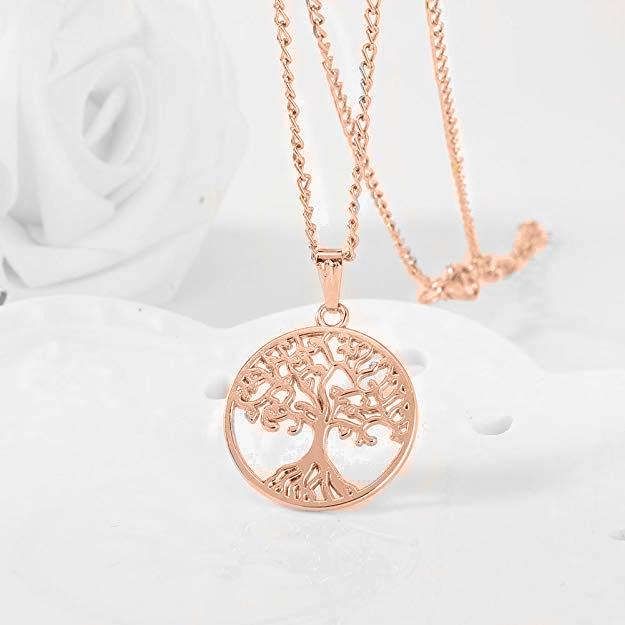 Bohemian Filigree Tree Of Life Necklace Set in 14K Rose Gold, , ALILY , ALILY   jewelryjewelry deals, swarovski crystal jewelry, groupon jewelry,, jewelry for mom,