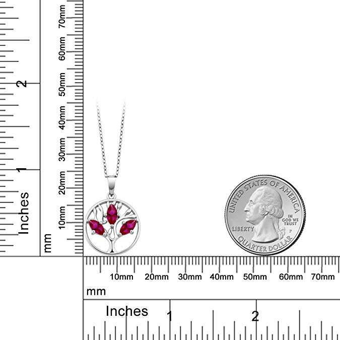 Iridescent Tree of Life Amethyst Crystal Disc Pendant Necklace in 14K White Gold Plating