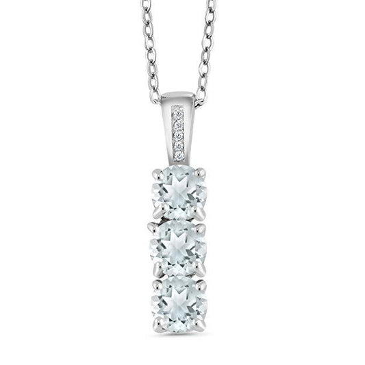 3.00 CT Triple Stone Drop White Topaz Necklace in 18K White Gold Plated, Necklace, ALILY , ALILY   jewelryjewelry deals, swarovski crystal jewelry, groupon jewelry,, jewelry for mom,