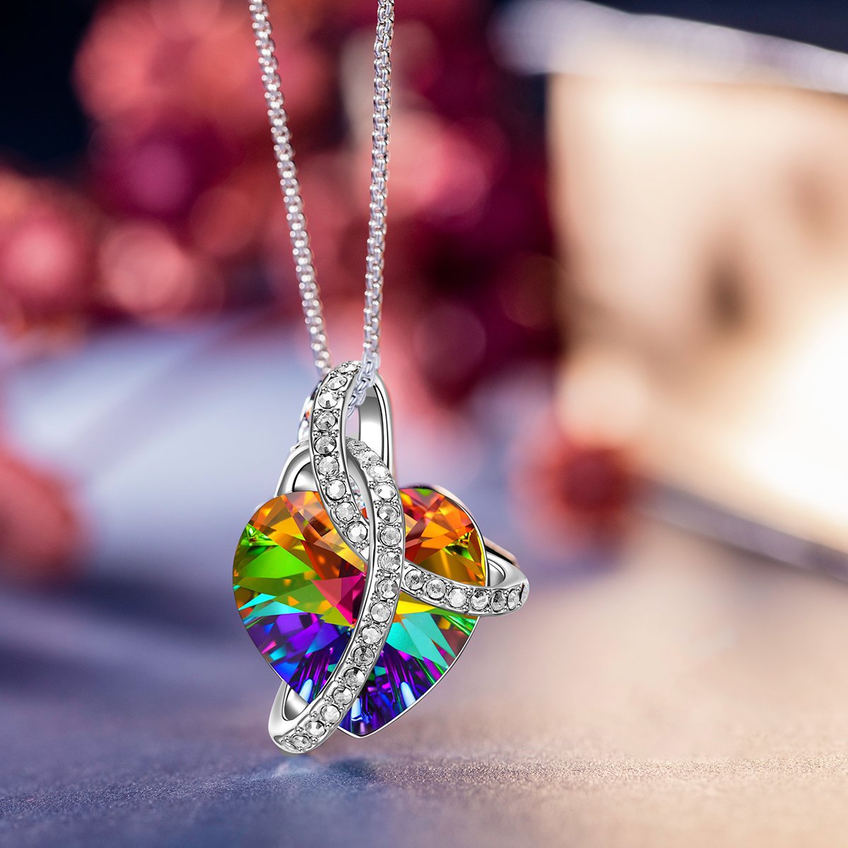 FREE! Rainbow Heart Swarovski Crystal Necklace in 18K Gold Plated, Necklace, ALILY , ALILY   jewelryjewelry deals, swarovski crystal jewelry, groupon jewelry,, jewelry for mom,