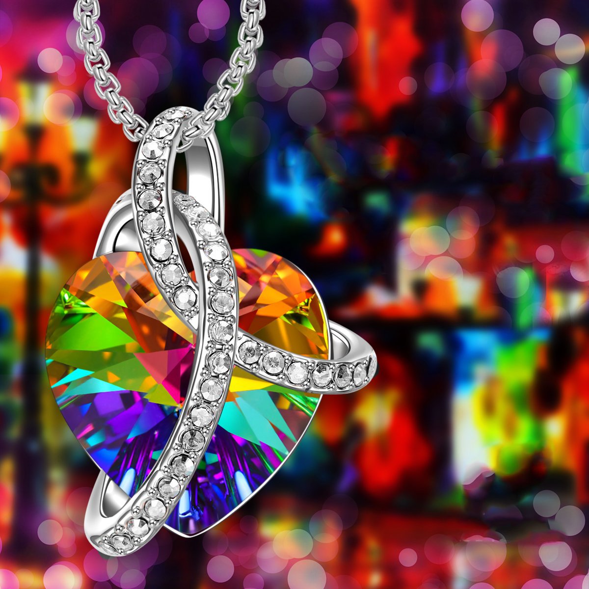 FREE! Rainbow Heart Swarovski Crystal Necklace in 18K Gold Plated, Necklace, ALILY , ALILY   jewelryjewelry deals, swarovski crystal jewelry, groupon jewelry,, jewelry for mom,
