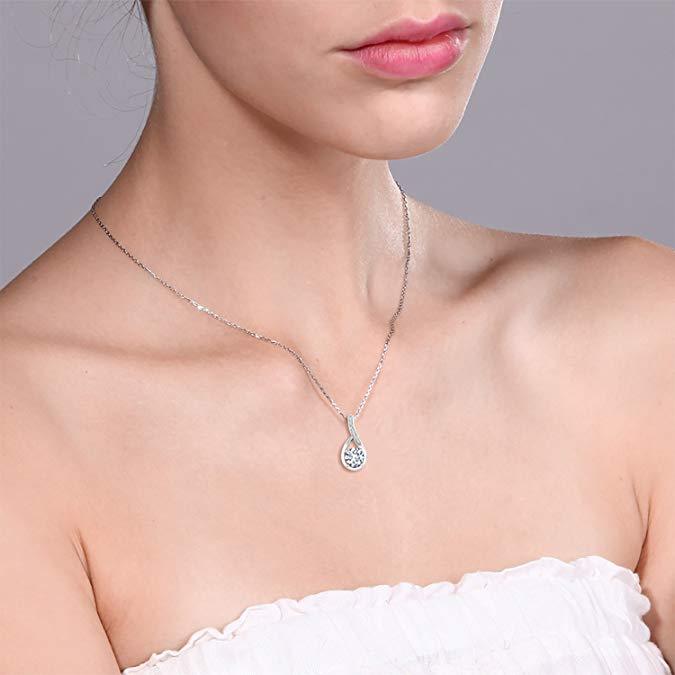 Classic Teardrop Pave Necklace Embellished with Swarovski Elements in 18K White Gold Plated, Necklace, ALILY , ALILY   jewelryjewelry deals, swarovski crystal jewelry, groupon jewelry,, jewelry for mom,
