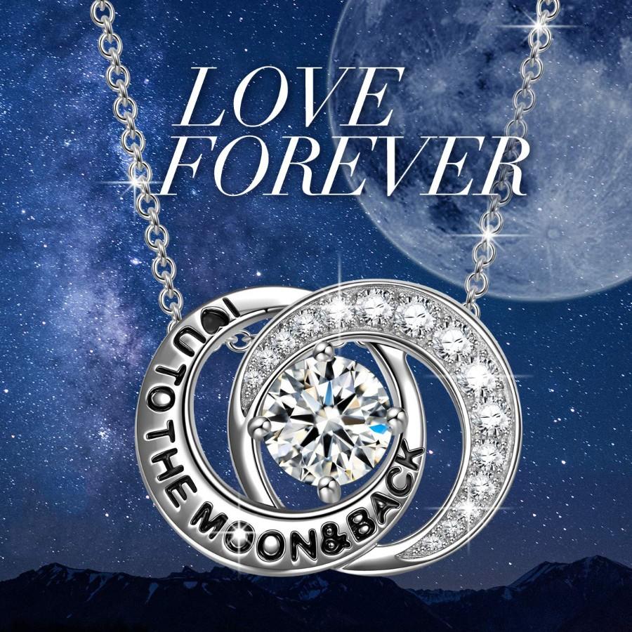 Elements Pav'e Love You To The Moon & Back Necklace in 14K White Gold