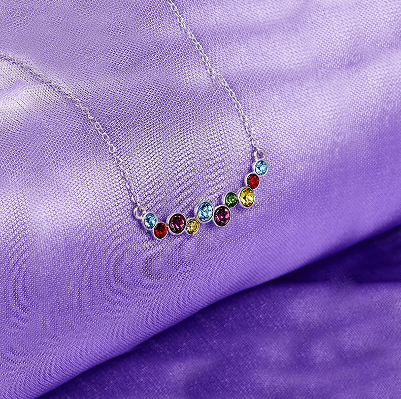 Elements Rainbow of Love Bubble Necklace in 14K White Gold Plating