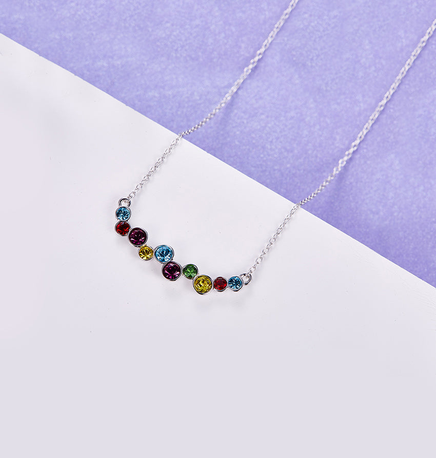 Elements Rainbow of Love Bubble Necklace in 14K White Gold Plating