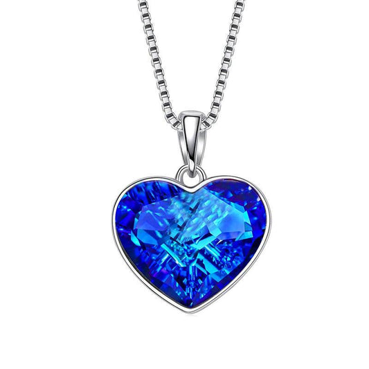 Classic Bermuda blue Heart Necklace   - ALILY