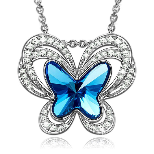 Blue Topaz Butterfly Necklace   - ALILY