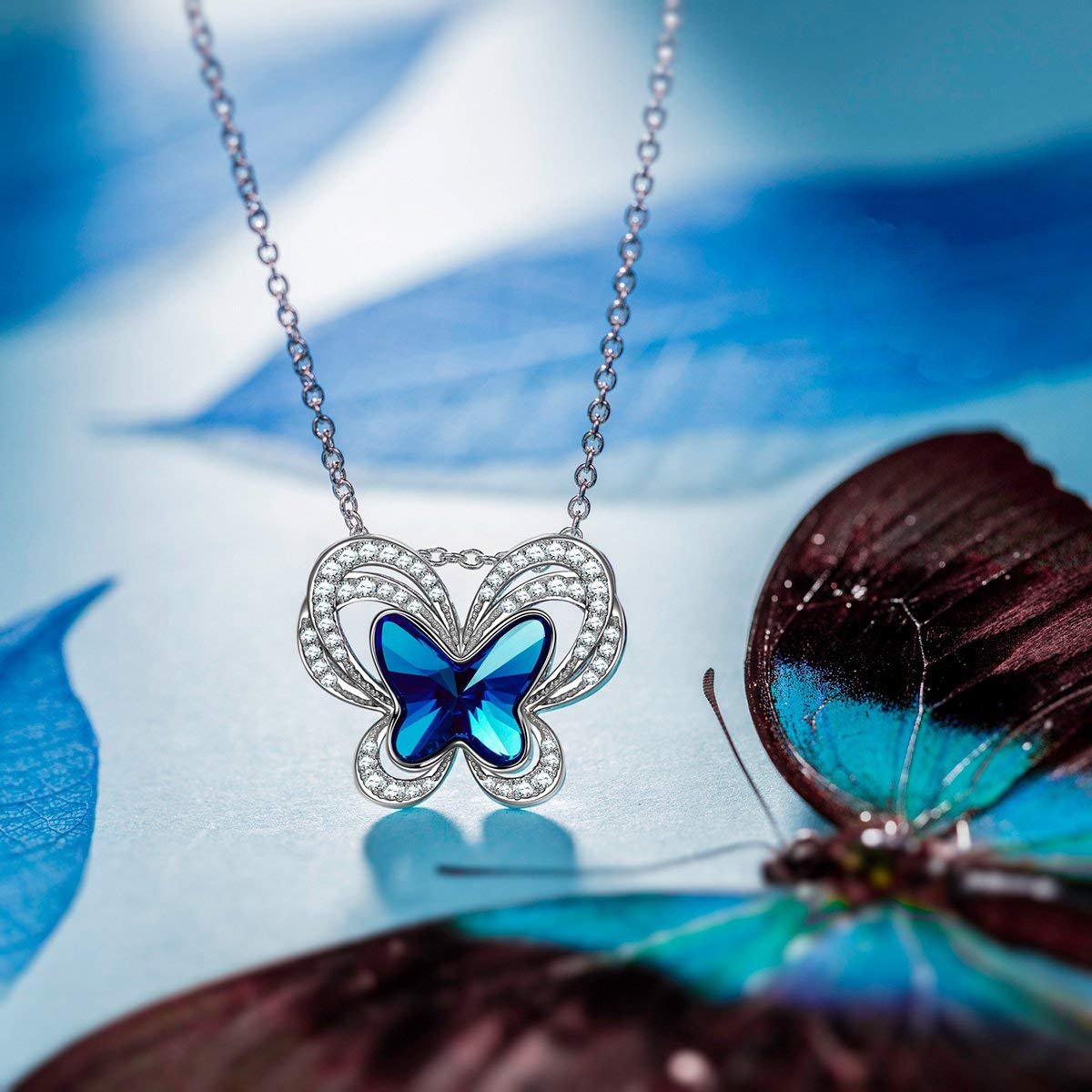 Blue Topaz Butterfly Necklace   - ALILY