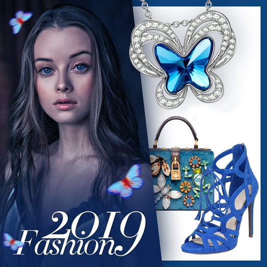 Bermuda Blue Flying Butterfly Pav'e Necklace