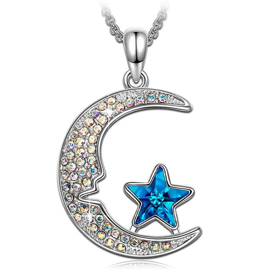 Aurora Borilles Cresent Moon and Star Necklace   - ALILY