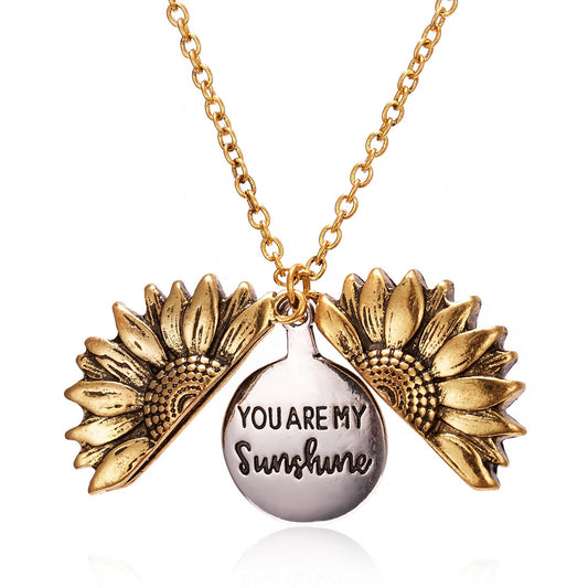 Spring is Here Inspired Open Sunflower Pendant Necklace in 14K Gold Plating