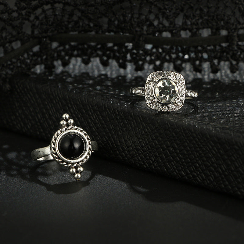 Black & White 11 Piece Bohemian Ring Set