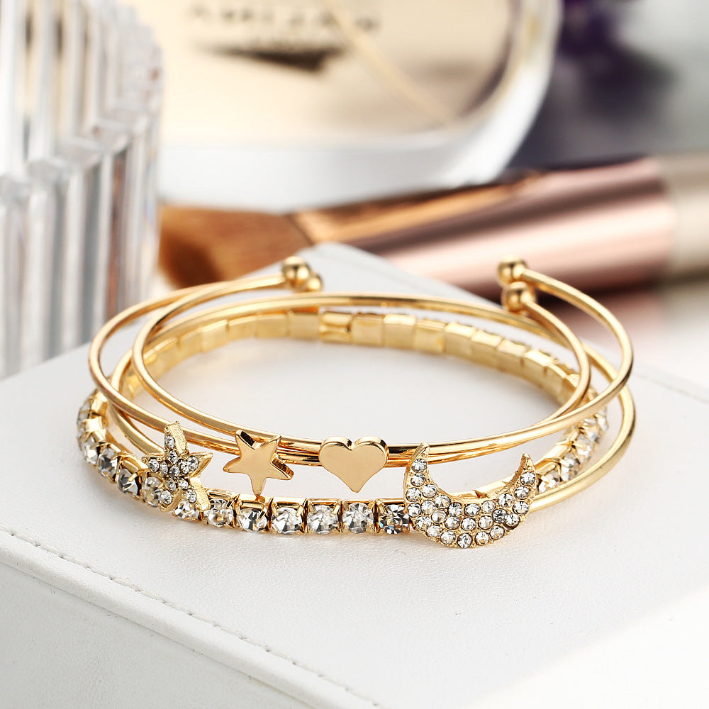 4 Piece Celestial Bangle Set With ® Crystals 18K Gold Plated Bracelet in 18K Gold Plated