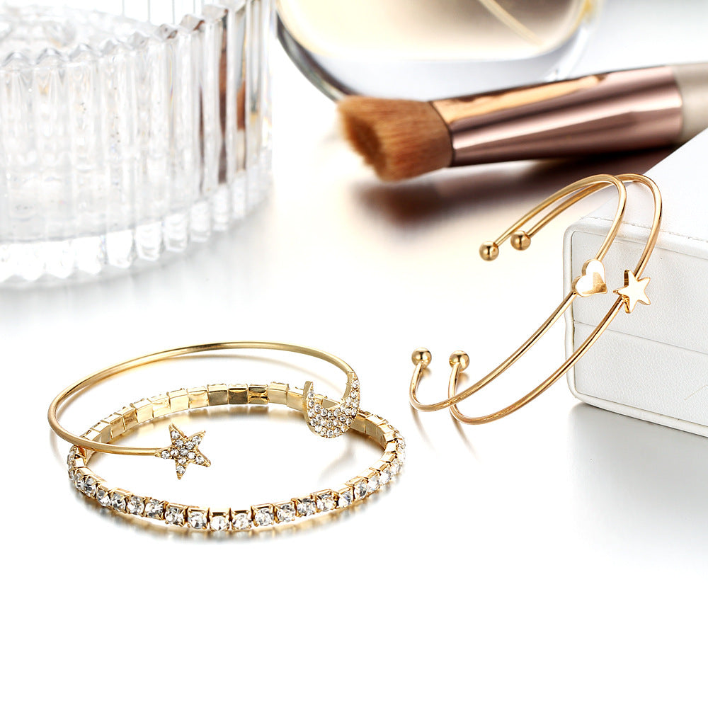 4 Piece Celestial Bangle Set With ® Crystals 18K Gold Plated Bracelet in 18K Gold Plated