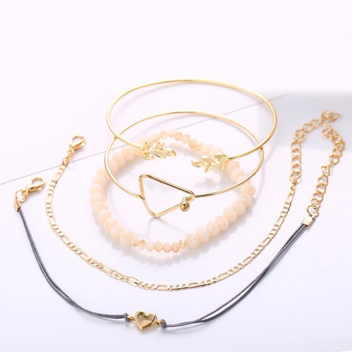 5 Piece Geo Set 18K Gold Plated Bracelet in 18K Gold Plated