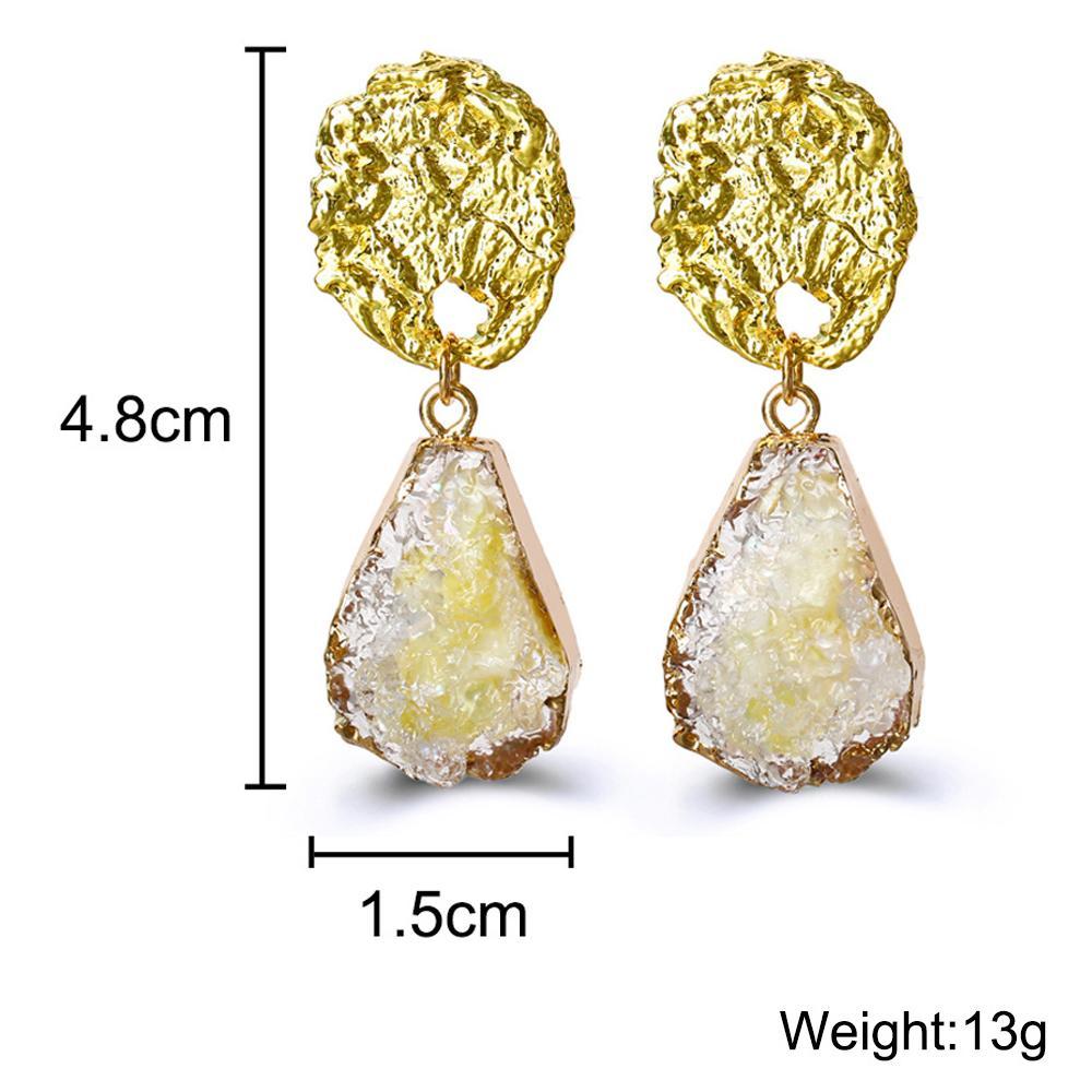 Glass Stone Drop Earring - Yellow 18K Gold Plated Earring in 18K Gold Plated