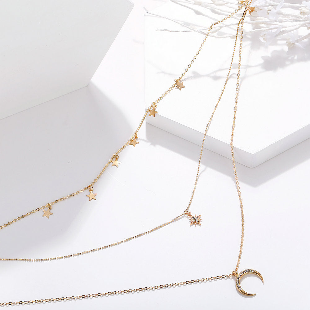 3 Piece Celestial Drop Necklace With ® Crystals 18K Gold Plated Necklace in 18K Gold Plated