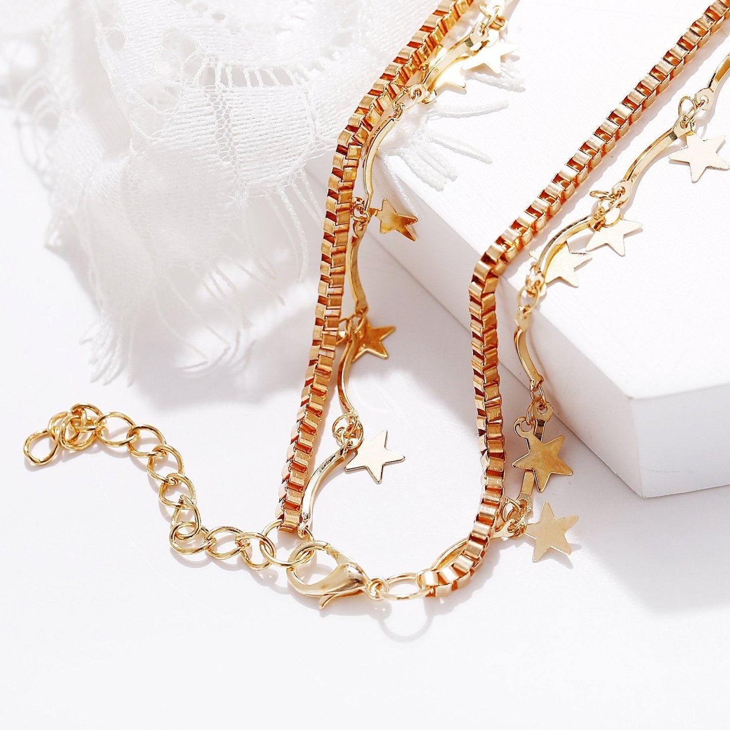 2 Piece Star and Eye Layer Necklace 18K Gold Plated Necklace in 18K Gold Plated