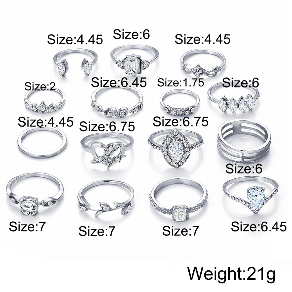 15 Piece Halo Pave Ring Set With ® Crystals 18K White Gold Plated Ring in 18K White Gold Plated