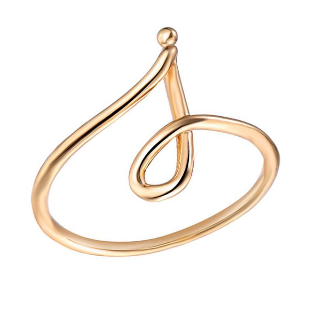 14K Gold Plating Sleek Initial Curved Adjustable Ring