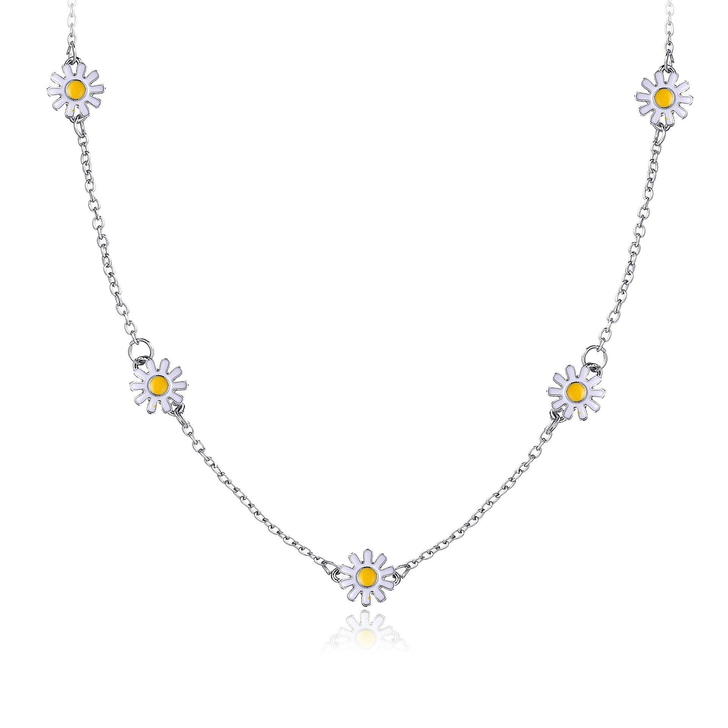 3 Piece Daisy Flower Jewelry Set 18K White Gold Plated Set in 18K White Gold Plated