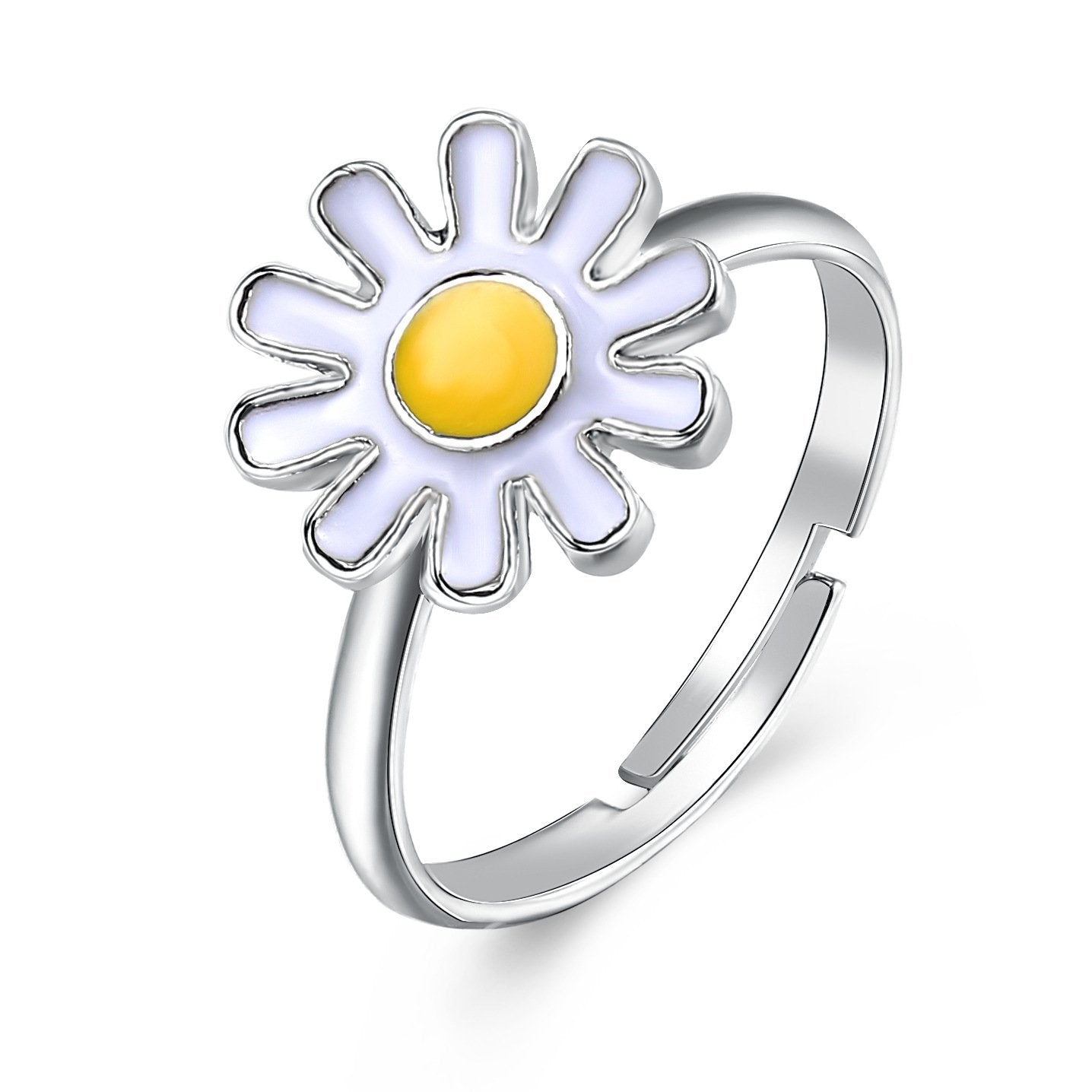 3 Piece Daisy Flower Jewelry Set 18K White Gold Plated Set in 18K White Gold Plated