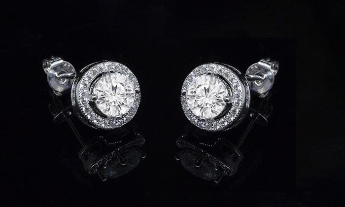 3.44 CTTW Halo Stud Earrings with Swarovski Elements, Earring, ALILY , ALILY   jewelryjewelry deals, swarovski crystal jewelry, groupon jewelry,, jewelry for mom,
