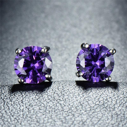 Amethyst Created Swarovski Crystal 6mm Stud Earring 14K White Gold Plated - 1.00 CT, Earring, ALILY , ALILY   jewelryjewelry deals, swarovski crystal jewelry, groupon jewelry,, jewelry for mom,