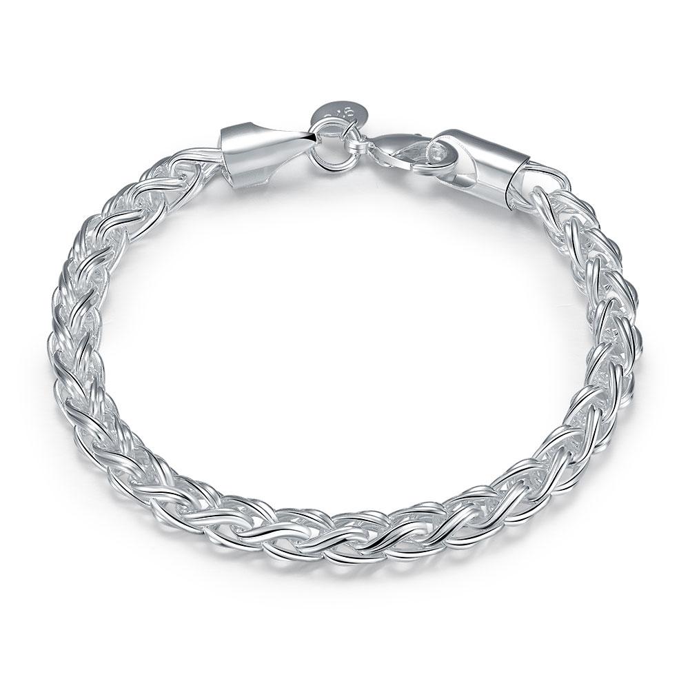 Popcorn Mesh Bracelet in 18K White Gold Plated 7.5"