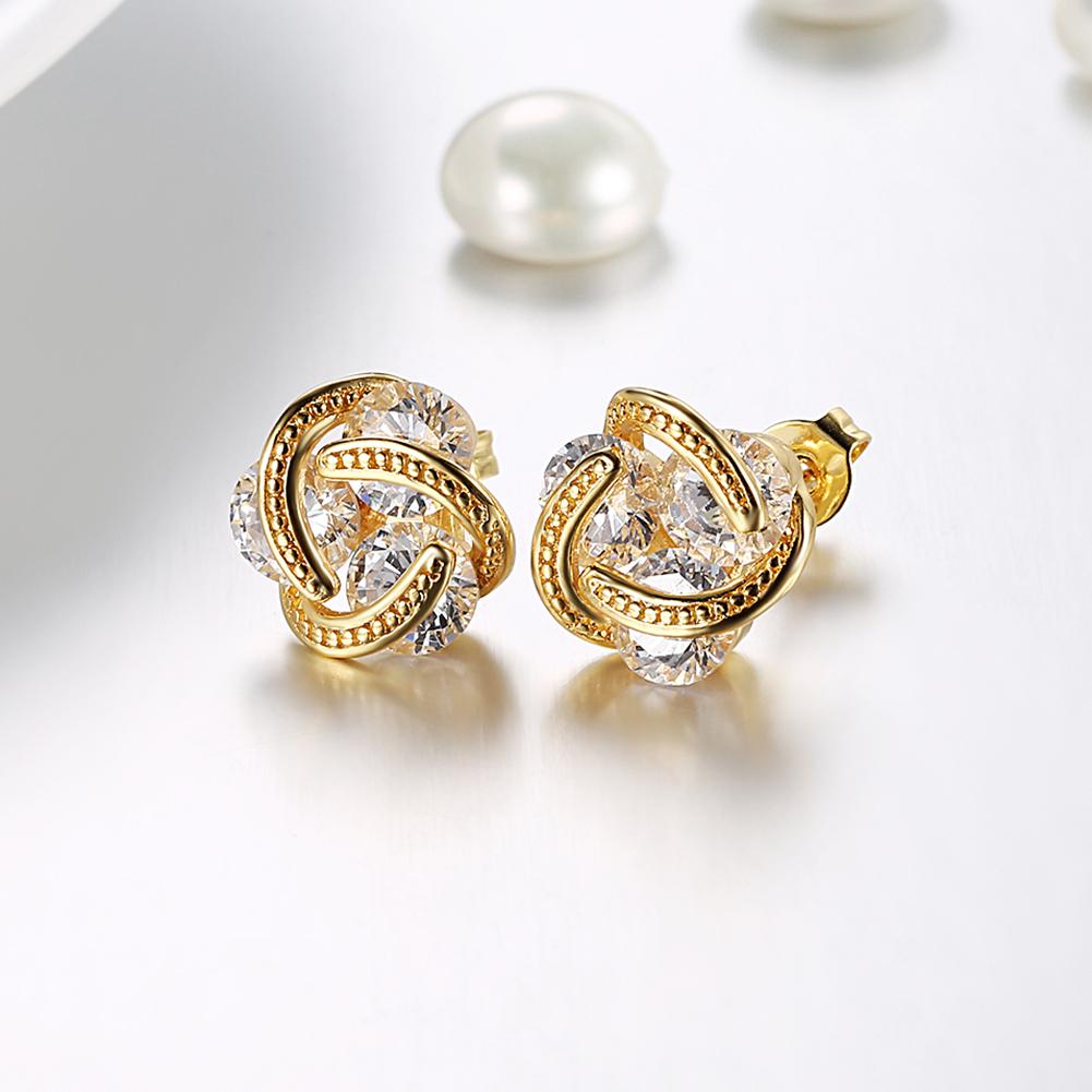 18K Gold Plated Mesh Knot Stud Earrings Made with Swarovski Elements, , ALILY , ALILY   jewelryjewelry deals, swarovski crystal jewelry, groupon jewelry,, jewelry for mom,