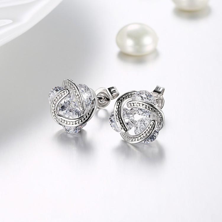 Swarovski Crystal Mesh Knot Earrings Set in 18K White Gold - ALILY  www..com fashion jewelry for women