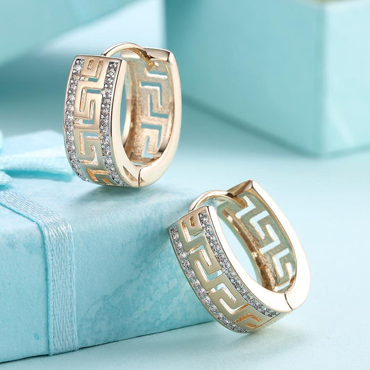 14K Gold Plated Swarovski Elements Roman Ingrain Pave Huggie Earrings, , ALILY , ALILY   jewelryjewelry deals, swarovski crystal jewelry, groupon jewelry,, jewelry for mom,