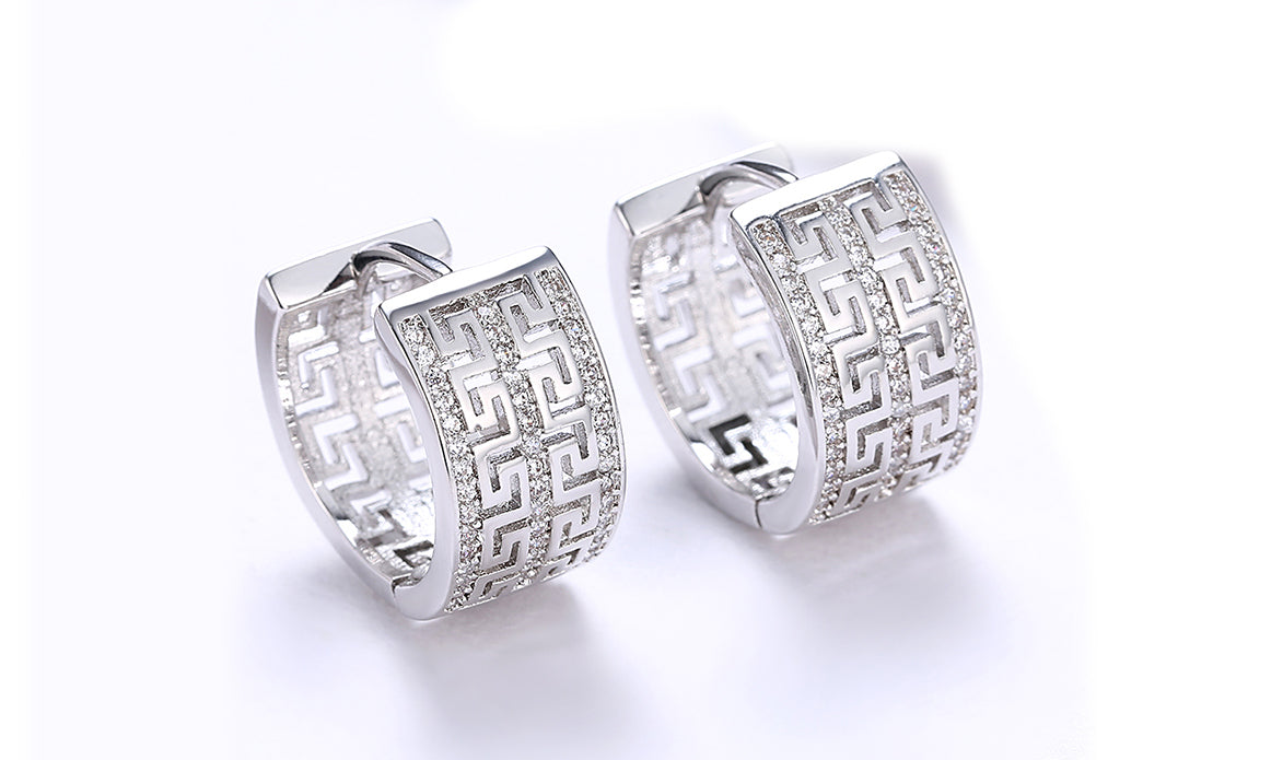 14K Gold Plating  Elements Pav'e Laser Cut Celtic Design Hinge Earrings - 2 Options Available