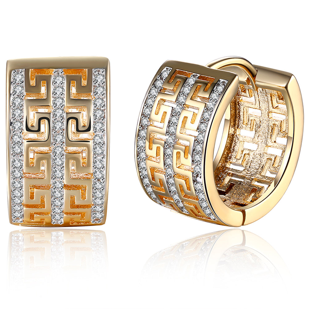 French Twist Design Huggie Earring in 18K Gold Plated with  Crystals