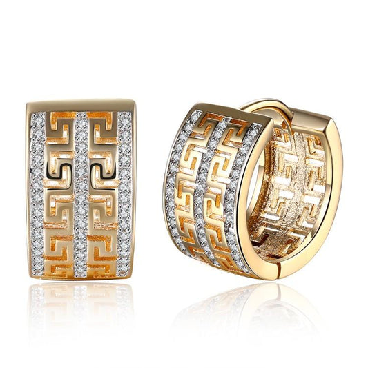 Thick Austrian Crystal Micro-Pav'e Huggie Hoop Earrings Set in 18K Gold - ALILY