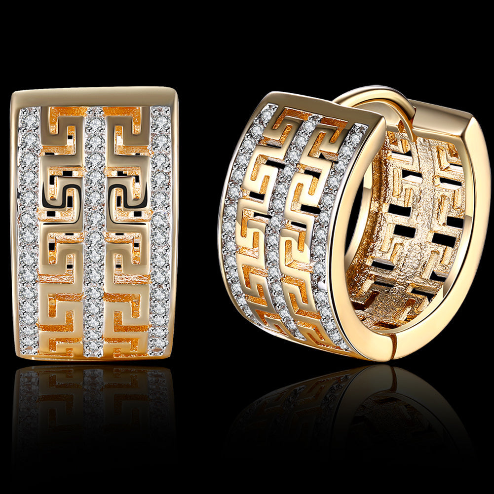 French Twist Design Huggie Earring in 18K Gold Plated with  Crystals