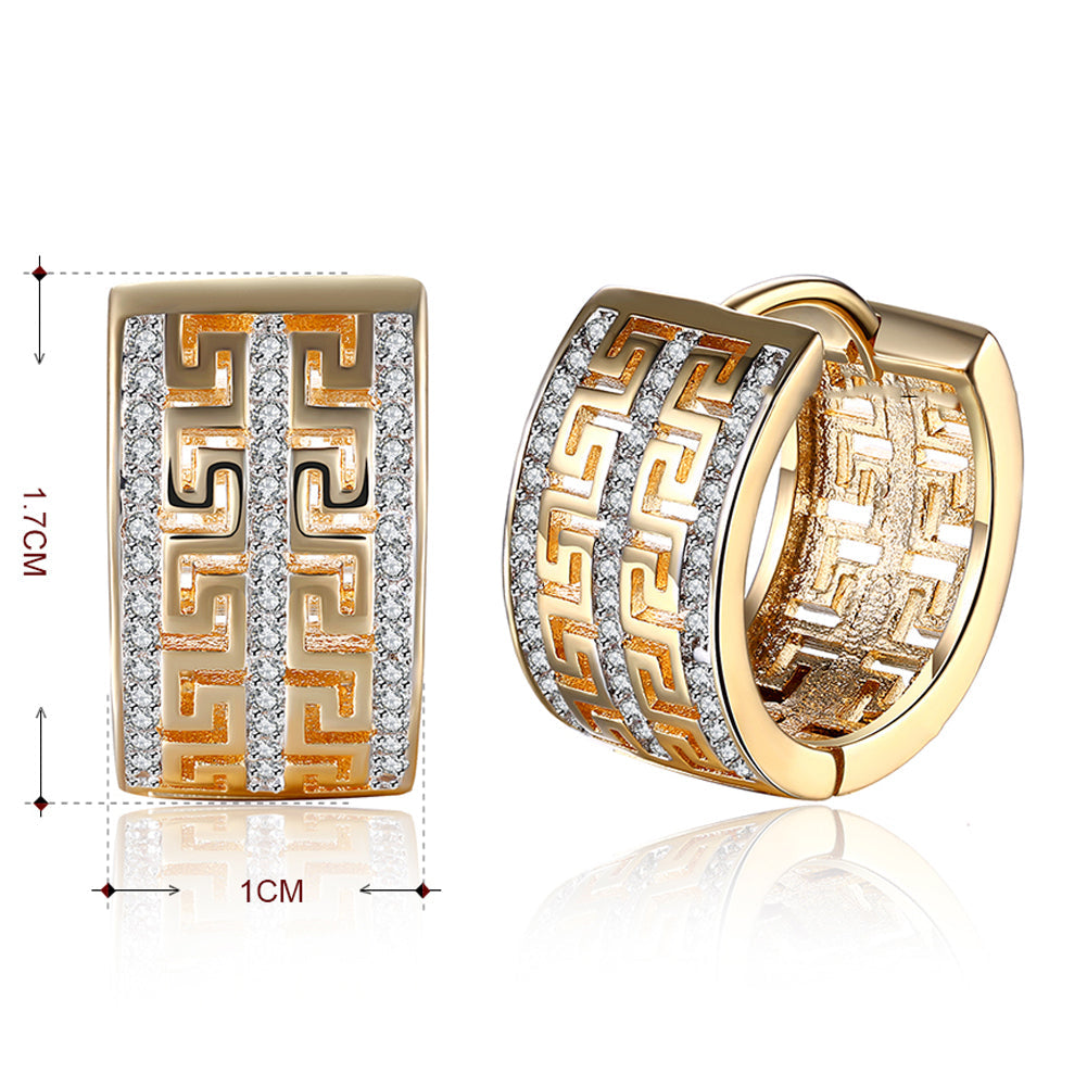 French Twist Design Huggie Earring in 18K Gold Plated with  Crystals